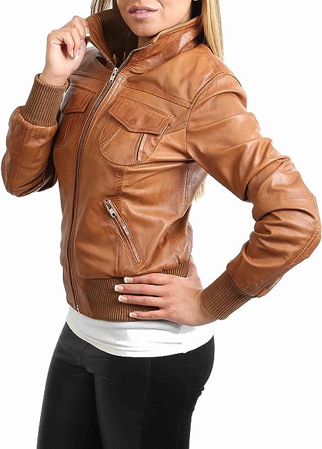 Women's Classic Bomber Real Leather Jacket