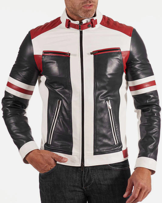 Men's Multi Color Biker Leather Jacket