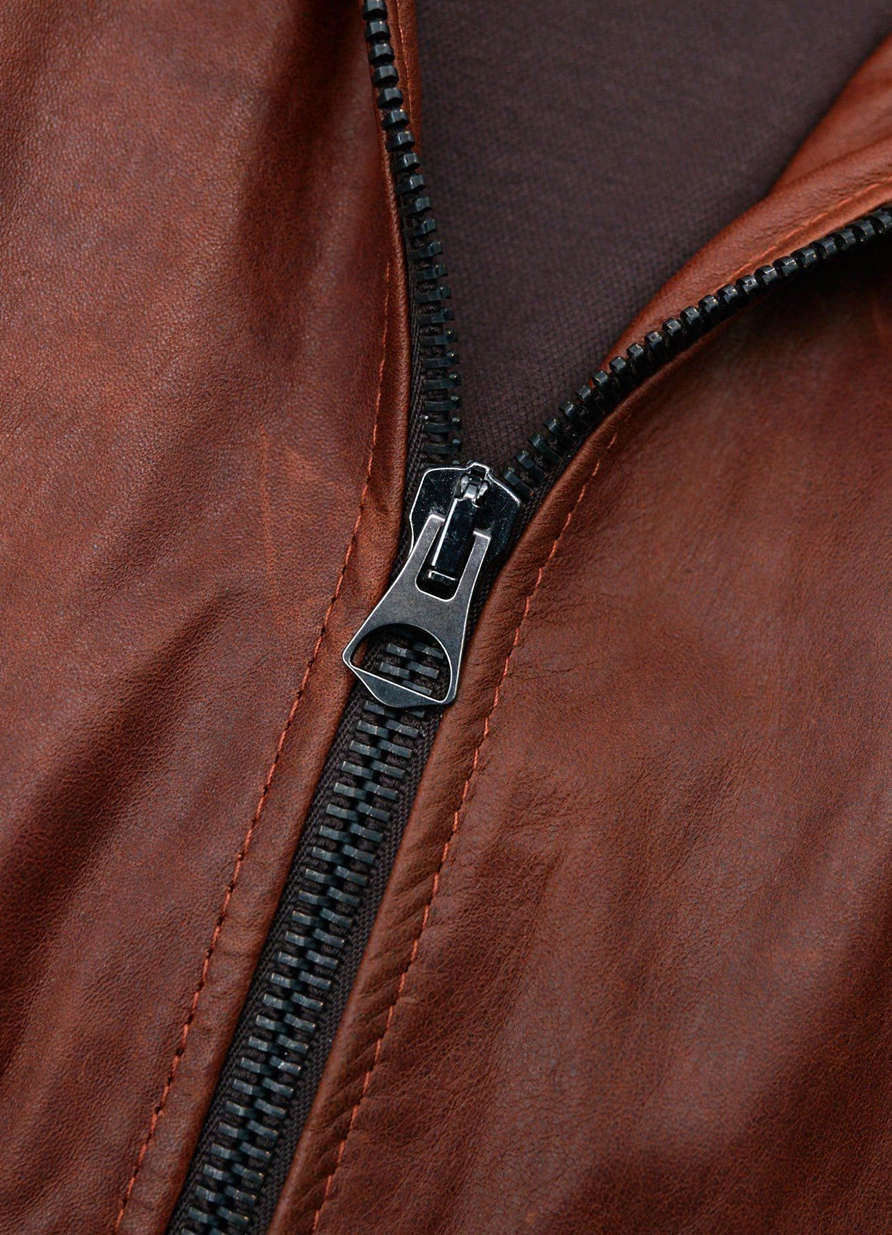 Men's Shiny Brown Bomber Leather Jacket