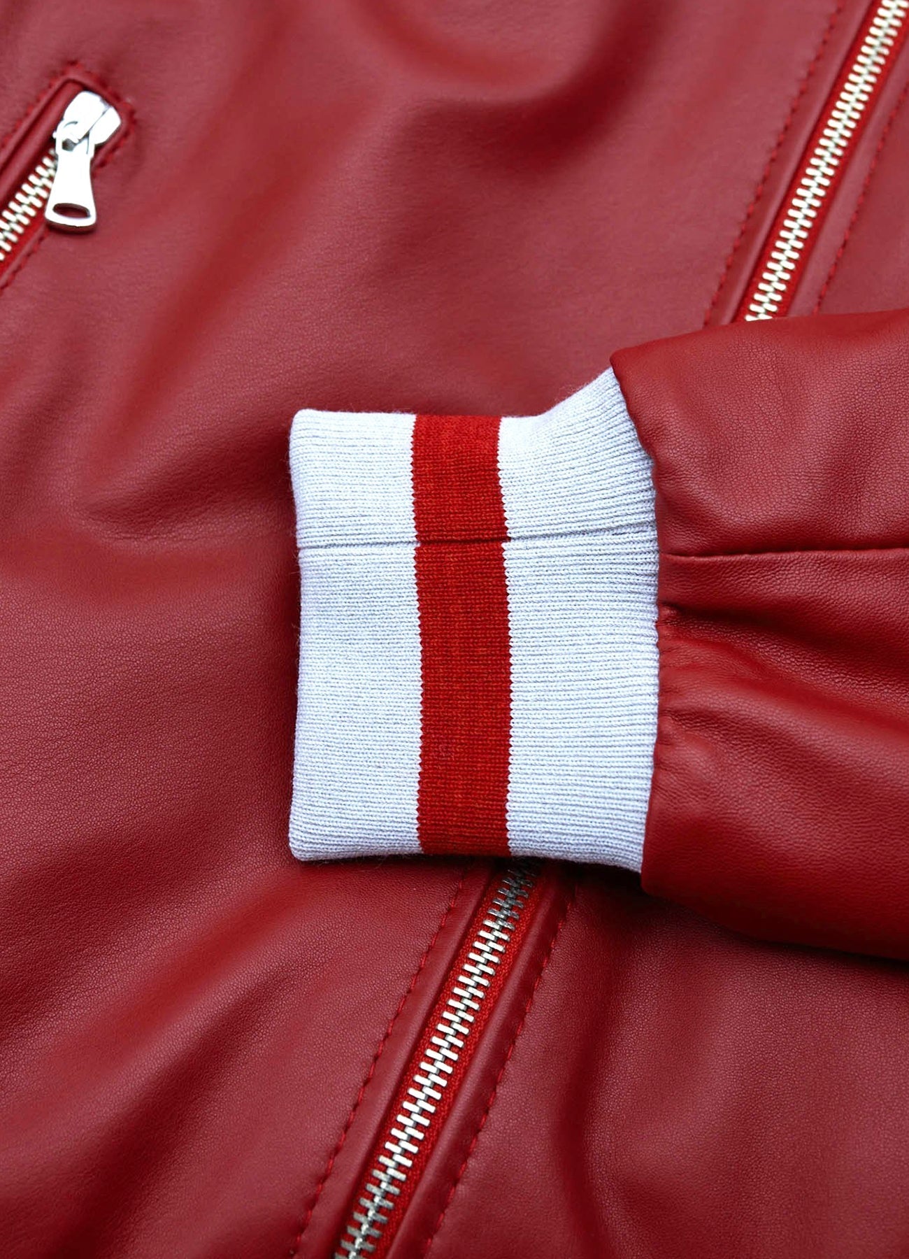 Men's Authentic Red Bomber Leather Jacket