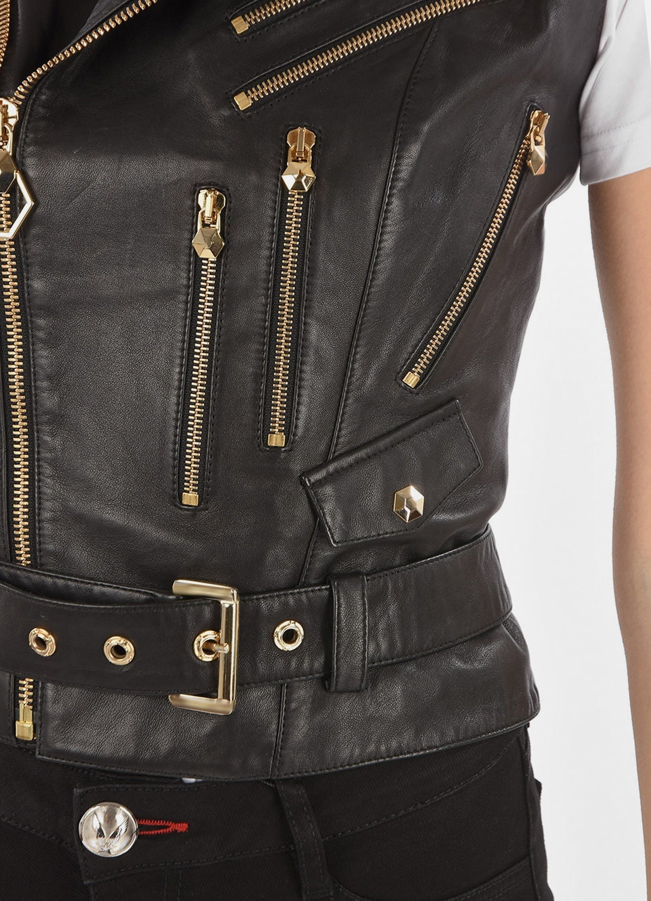 Women's Multi-Pockets Design Leather Vest
