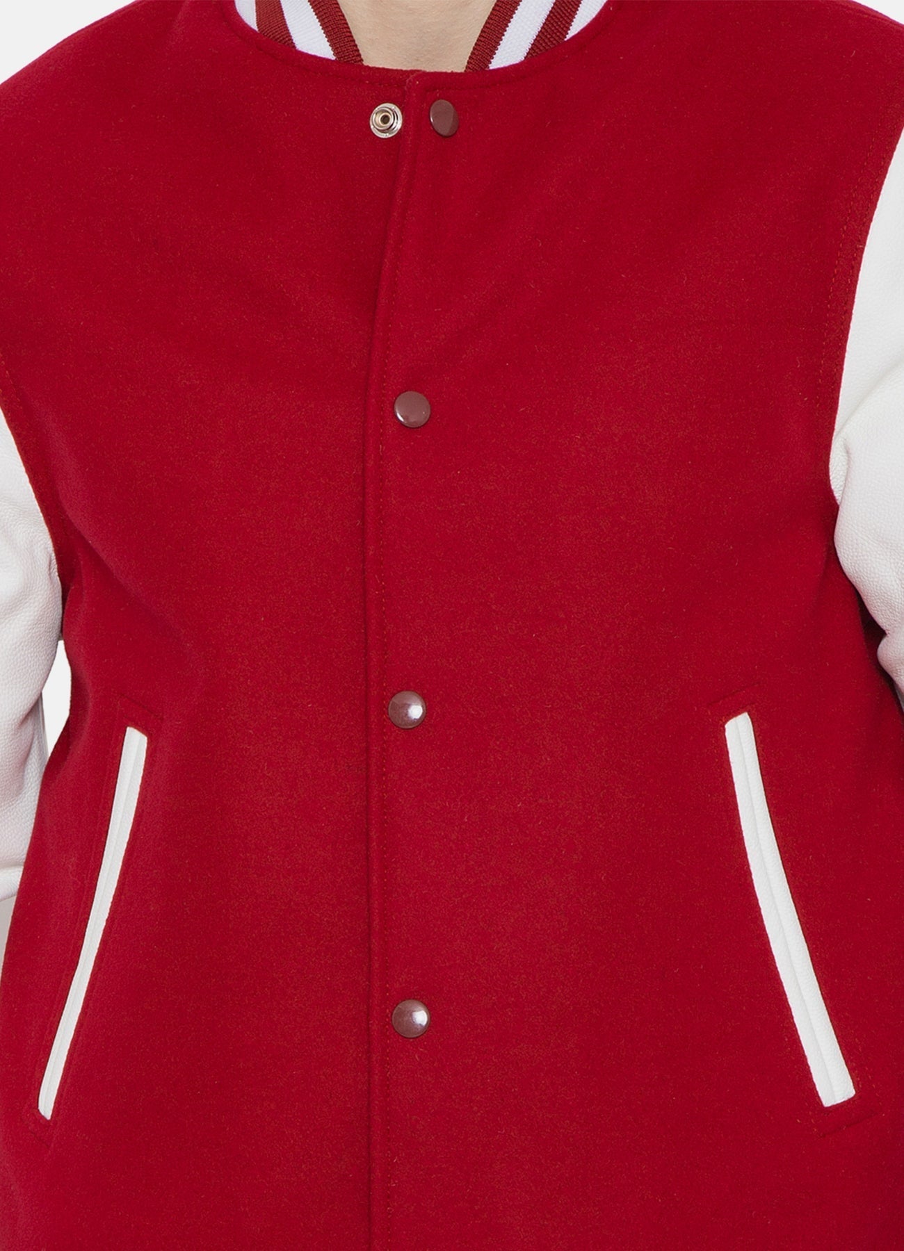 Men's Casual Red and White Varsity Jacket
