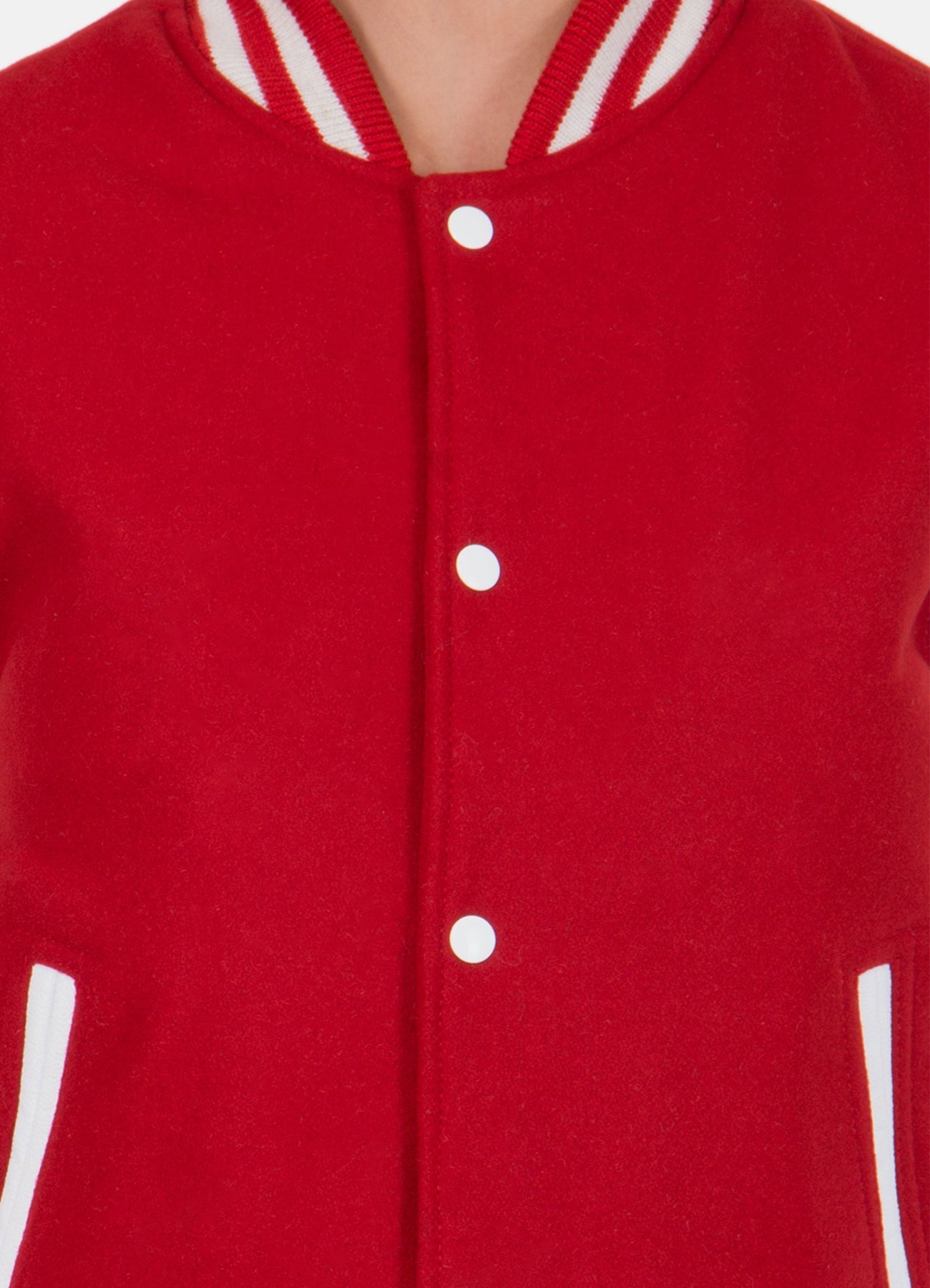 Women's Classic Red and White Varsity Jacket