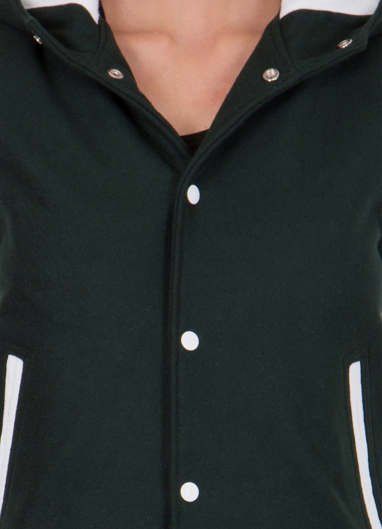 Women's Dark Green and White Varsity Jacket