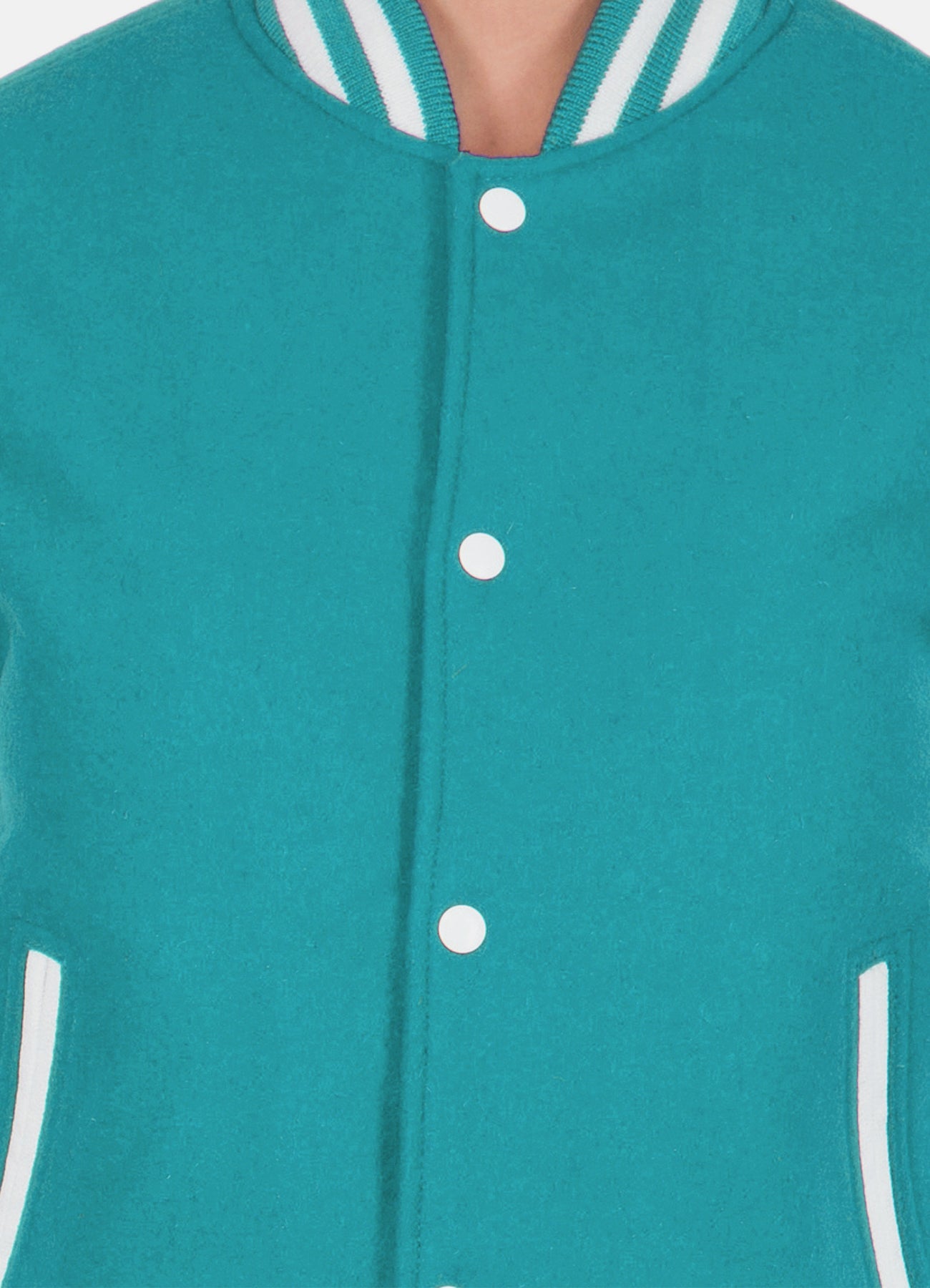 Women's Cyan and White Varsity Jacket