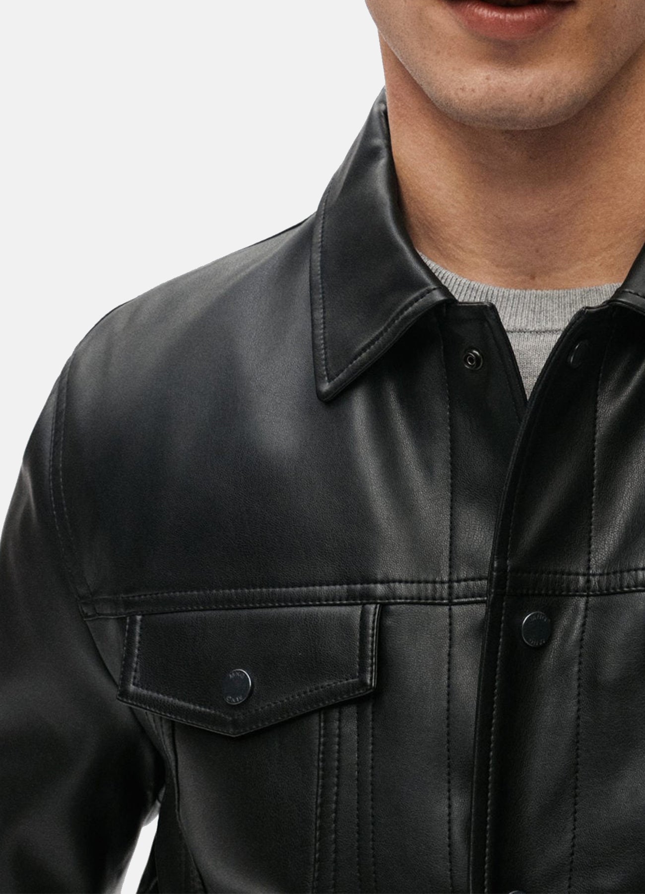 Men's Charcoal Black Biker Leather Jacket