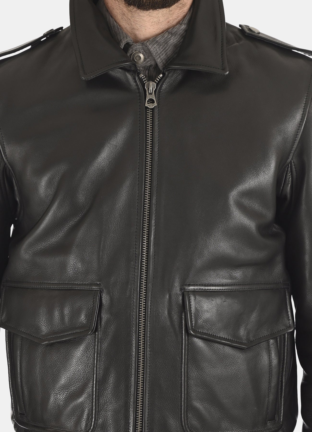 Men's Soft Black Bomber Leather Jacket