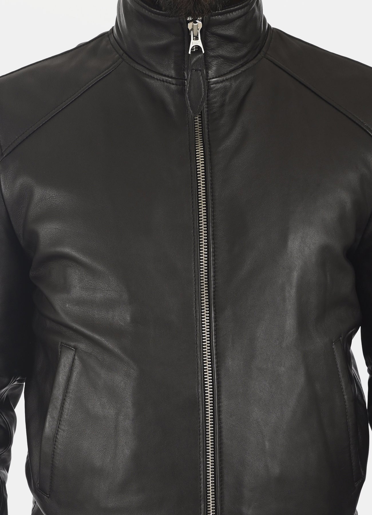 Men's Pitch Black Bomber Leather Jacket
