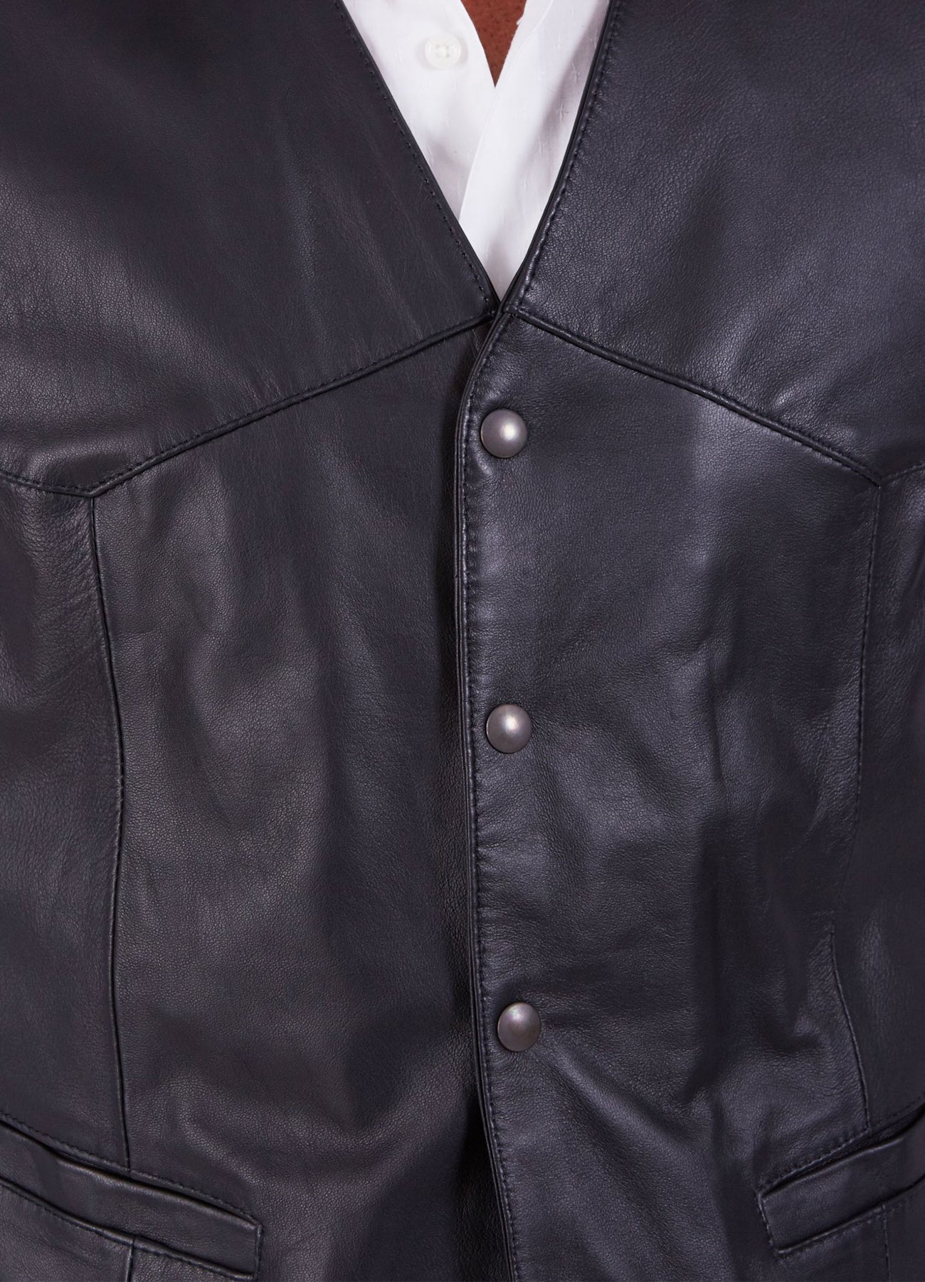Men's Black Real Leather Vest