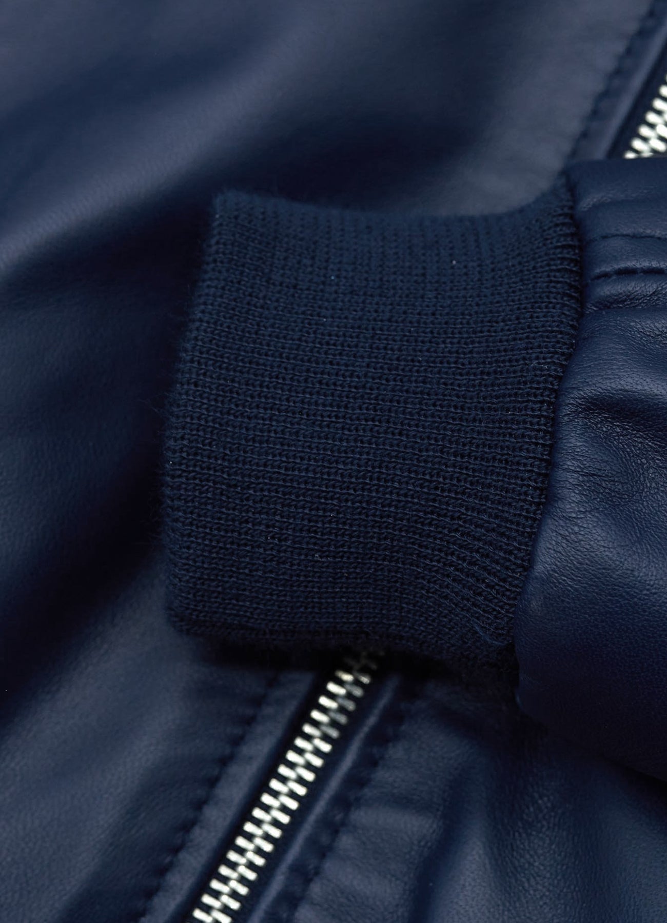 Women's Navy Blue Bomber Leather Jacket