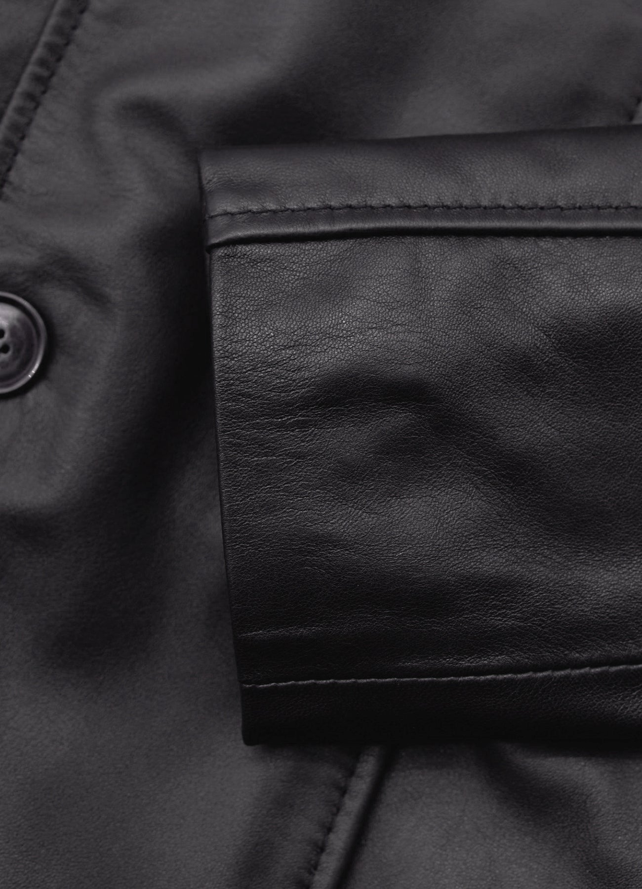 Women's Midnight Black Long Leather Coat